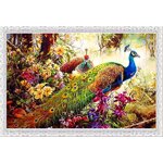 ชุดภาพติดคริสตัลกลม ลายนกยูงคู่ในป่าใหญ่ (งานติดเต็มภาพ) ขนาด 50*40 ซม.ผ้าแคนวาสลงผังลายเต็ม คริสตัลกลม 37 สี อุปกรณ์ครบชุด