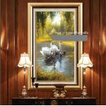 อุปกรณ์ทำภาพครอสติสคริสตัลหงส์ขาวแสนสวยในทะเลสาบ คริสตัลติดเต็มภาพ