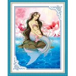 ชุดภาพติดคริสตัลกลม ลายคุณแม่นางเงือก (งานติดเต็มภาพ) ขนาด 45*60 ซม. คริสตัลกลม 37 สี อุปกรณ์ครบชุด