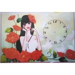 ชุดภาพปักริบบิ้น ลายนาฬิกาสาวสวย ขนาด 55*40 ซม.ผ้าพิมพ์ลายมาแล้ว ริบบิ้น 12 สี ไหมคอตตอน 5 สี ลูกปัดหลากสี