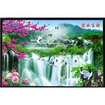 ชุดภาพติดคริสตัล ลายนาฬิกาน้ำตกกลางป่าใหญ่ (งานติดเต็มภาพ) ขนาด 55*35 ซม. (มีตัวเรือนนาฬิกา) คริสตัลกลม 30 สี อุปกรณ์ครบชุด