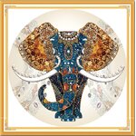 ชุดปักครอสติช ลายช้างงางาม (งานปักเต็มลาย) ขนาด 50*50 ซม.ผ้าครอสติช 11CTพิมพ์ลายปักเต็มลายผ้า ไหมคอตตอน 29 สี ผังลาย เข็ม