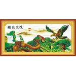 ชุดปักครอสติช ลายพญาอินทรีกำแพงเมืองจีน ขนาด 167*74 ซม.ผ้าครอสติช 11CTพิมพ์ลายปักบนผ้า ไหมคอตตอน 48 สี ผังลาย เข็ม กล่อง