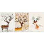 ชุดปักครอสติช ลายเซต 3 ชิ้น กวางเขางาม ( งานปักเต็มลาย ) ขนาดภาพละ 45*50 ซม.ผ้าครอสติช 11CTพิมพ์ลายปักเต็มลายผ้า ไหมคอตตอน 66 สี ผังลาย เข็ม