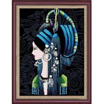 ชุดปักครอสติช ลายสาวพื้นเมือง (งานปักเต็มลาย ไม่มีเดินเส้น) ขนาด 58*72 ซม.ผ้าครอสติช 11CTพิมพ์ลายปักเต็มลายผ้า+ไหมคอตตอน 17 สี+ผังลาย+เข็ม