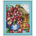 ชุดปักครอสติช ลายแจกันช่อทิวลิป (งานปักเต็มลาย) ขนาด 32*38 ซม.ผ้าครอสติช 1CTพิมพ์ลายปักเต็มลายผ้า ไหมคอตตอน 30 สี ผังลาย เข็ม