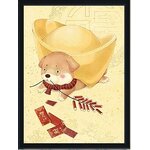 ชุดภาพติดคริสตัลกลม ลายน้องหมาทองทับ ( งานติดเต็มภาพ ) ขนาด 38*50 ซม. คริสตัลกลม 30 สี อุปกรณ์ครบชุด