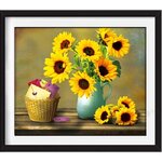 ชุดภาพติดคริสตัลกลม ลายแจกันดอกทานตะวัน (งานติดเต็มภาพ) ขนาด 50*40 ซม. คริสตัลกลม 30 สี อุปกรณ์ครบชุด