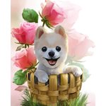 ชุดภาพติดคริสตัลกลม ลายน้องหมาในตะกร้า ( งานติดเต็มภาพ ) ขนาด 35*45 ซม. คริสตัลกลม 37 สี อุปกรณ์ครบชุด