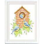 ชุดปักครอสติช ลายบ้านนกน้อย ขนาด 37*45 ซม.ผ้าครอสติช 11CTพิมพ์ลายปักบนผ้า ไหมคอตตอน 23 สี ผังลาย เข็ม