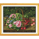 Flower and cherry basket (ไม่พิมพ์/พิมพ์ลาย)