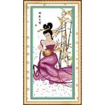 ชุดปักครอสติช ลายสาวงามจีน ชุดที่ 3 ขนาด 47*94 ซม.ผ้าครอสติช 11CTพิมพ์ลายปักบนผ้า+ไหมคอตตอน 31 สี+ผังลาย+เข็ม