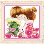 ชุดปักครอสติช ลายคู่รัก ขนาด 52*50 ซม.ผ้าครอสติช 11CTพิมพ์ลายปักบนผ้า ไหมคอตตอน 30 สี ผังลาย เข็ม