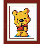 ชุดปักครอสติช ลายหมีพูห์ (ผ้าตาใหญ่ ไม่มีเดินเส้น) ขนาด 20*27 ซม.ผ้าครอสติช 9CTพิมพ์ลายปักบนผ้า ไหมคอตตอน 8 สี (ไม่มีผังลาย) เข็ม