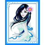 ชุดปักครอสติช ลายสาวงามดอกไม้ชมพู ขนาด 44*55 ซม.ผ้าครอสติช 11CTพิมพ์ลายปักบนผ้า ไหมคอตตอน 21 สี ผังลาย เข็ม