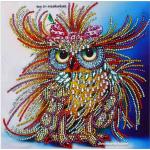 อุปกรณ์งานดีไอวายภาพติดคริสตัลแบบฟรุ้งฟริ้ง 5D รูปนกฮูก