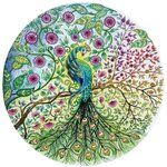 ชุดภาพติดคริสตัลกลม ลายนกยูงกับดอกไม้ ชุดที่ 4 (งานติดเต็มภาพ) ขนาด 36*36 ซม.คริสตัลกลม 22 สี อุปกรณ์ครบชุด