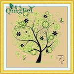 ชุดปักครอสติช ลายต้นไม้ในฤดูใบไม้ผลิ (ผ้าสีน้ำตาลอ่อน ไหมเงา) ขนาด 49*49 ซม.ผ้าครอสติช 11CTพิมพ์ลายปักบนผ้า ไหมเงา silk 11 สี ผังลาย เข็ม