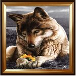 ภาพติดคริสตัลกลม ลายจิ้งจอกกับดอกไม้ (งานติดเต็มภาพ) ขนาด 40*40 ซม.คริสตัลกลม 26 สี อุปกรณ์ครบชุด