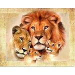 ภาพติดคริสตัลกลม ลายครอบครัวสิงโต งานติดเต็มภาพ ขนาดเล็ก 25*20 ซม.คริสตัลกลม 26 สี อุปกรณ์ครบชุด