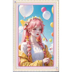 ชุดปักครอสติช ลายสาวน้อยกับลูกโป่ง (งานปักเต็มลาย ไม่มีเดินเส้น ปักครั้งละ 3 เส้นเล็ก) ขนาด 50*77 ซม.ผ้าครอสติช 11CTพิมพ์ลายปักบนผ้า ไหมคอตตอน 40 สี ผังลาย เข็ม