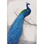 ชุดภาพติดคริสตัลกลม ลายนกยูงสีน้ำเงิน หันขวา (งานติดเต็มภาพ) ขนาด 45*60 ซม. คริสตัลกลม 25 สี อุปกรณ์ครบชุด