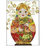 ชุดปักครอสติช ลายตุ๊กตาสาวรัสเซีย ขนาด 36*47 ซม.ผ้าครอสติช 11CTพิมพ์ลายปักบนผ้า ไหมคอตตอน 41 สี ผังลาย เข็ม