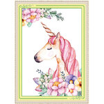 ชุดปักครอสติช ลายม้ายูนิคอร์น (ไม่มีเดินเส้น) ขนาด 50*65 ซม.ผ้าครอสติช 11CTพิมพ์ลายปักบนผ้า ไหมคอตตอน 35 สี ผังลาย เข็ม