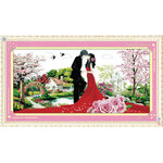 ชุดปักครอสติช ลายบ้านน้อยแห่งรัก ขนาดใหญ่ 145*76 ซม.ผ้าครอสติช 11CTพิมพ์ลายปักบนผ้า ไหมคอตตอน 67 สี ผังลาย เข็ม