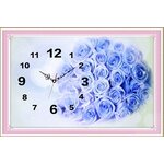 ชุดภาพติดคริสตัลกลม ลายนาฬิกาช่อกุหลาบฟ้า (งานติดเต็มภาพ) ขนาด 40*30 ซม. คริสตัลกลม 17 สี ตัวเรือนนาฬิกา อุปกรณ์ครบชุด