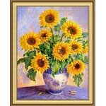 ชุดภาพติดคริสตัลกลม ลายแจกันดอกทานตะวัน ( งานติดเต็มภาพ ) ขนาด 40*50 ซม. คริสตัลกลม 27 สี อุปกรณ์ครบชุด