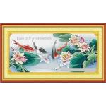 อุปกรณ์งานฝีมือ diy ครอสติสคริสตัลรูปปลามงคล 8 ตัวและดอกบัว