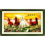 ชุดปักครอสติช ลาย 8 อาชา (งานปักเต็มลาย) ขนาด 129*73 ซม.ผ้าครอสติช 11CTพิมพ์ลายปักเต็มลายผ้า ไหมคอตตอน 50 สี ผังลาย เข็ม