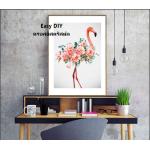 ฟลามิงโก้ อุปกรณ์ทำภาพครอสติสคริสตัลรูปนกฟลามิงโก้ คริสตัลติดเต็มภาพ