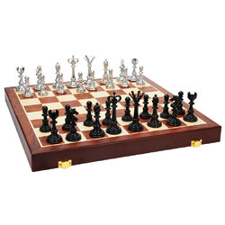 ชุดหมากรุกสากลไม้พับ (ตัวMetal) 2in1 Wooden Chess Set