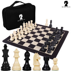 ชุดหมากรุกสากล German Knight (Polish) Chess Set (ตัวหมากรุก+กระดานยาง+กระเป๋า)
