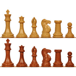 4 1/8'' Professional Series Resin Chess Set with Rosewood & Boxwood Color Pieces ตัวหมากรุกสากลเรซิ่นสีลายไม้
