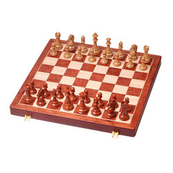 ชุดหมากรุกสากลไม้พับ1(ตัวอะคริลิคลายไม้)