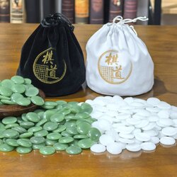 เม็ดหมากล้อมเซรามิกจีนสีเขียว Ceramic Go Stones (นูน1ด้าน)