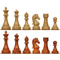 3 3/4" King's Knight Series Resin Chess Set with Rosewood & Boxwood Color Pieces ตัวหมากรุกสากลเรซิ่นสีลายไม้