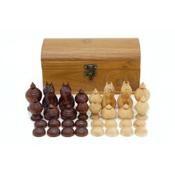 ตัวหมากรุกไทยไม้รุ่นลายไทย กล่องไม้