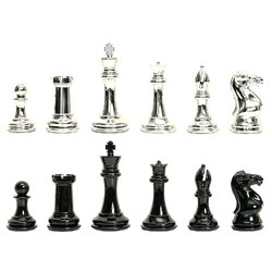 4 1/8" Professional Series Resin Chess Set with Black & Silver Pieces ตัวหมากรุกสากลzinc alloyสีดำ+สีเงิน