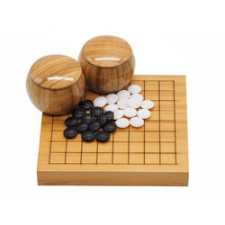 ชุดหมากล้อมไม้ (กระดานไม้Torreya9เส้น+เม็ดเมลามีน40/40เม็ด+โถไม้ไผ่S)