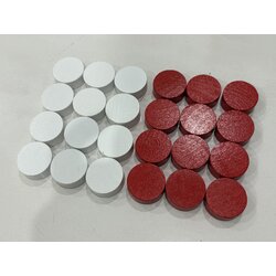 ตัวหมากฮอสไม้ สีขาวแดง (24ตัว)