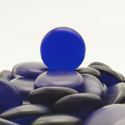 เม็ดหมากล้อมหินหยกสีคราม Indigo Jade (นูน1ด้าน)