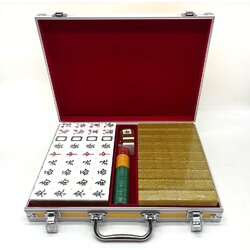 ไพ่นกกระจอกชุดพรีเมี่ยม High Quality Mahjong with Aluminum Box #37 สีทอง