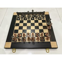 ชุดหมากรุกสากลไม้ebony+maple(ตัวzinc alloy) Gold Knight Wooden Chess Set 8