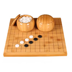 ชุดหมากล้อมไม้ (กระดานไม้ไผ่9/13เส้น+เม็ดเมลามีน80/80เม็ด+โถไม้ไผ่M)