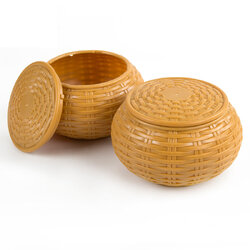 โถหมากล้อมพลาสติกลายหวาย (2ใบ)