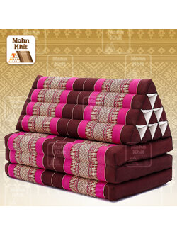 หมอนสามเหลี่ยมใหญ่พิเศษสีชมพู 10 ช่องติดเบาะ 3 พับ 80x170x38 cm // Large Tri-angle kapok silk 100%Traditional Floor Cushions 10 holes with 3 part of mattress.